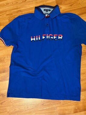 Tommy Hilfiger Royal Blue Polo with Tricolor Logo